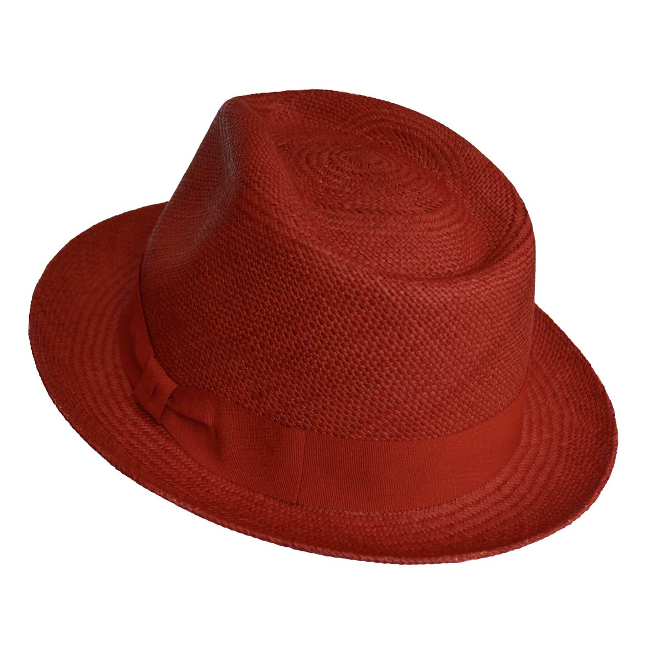 Red Panama Hat Short Brim