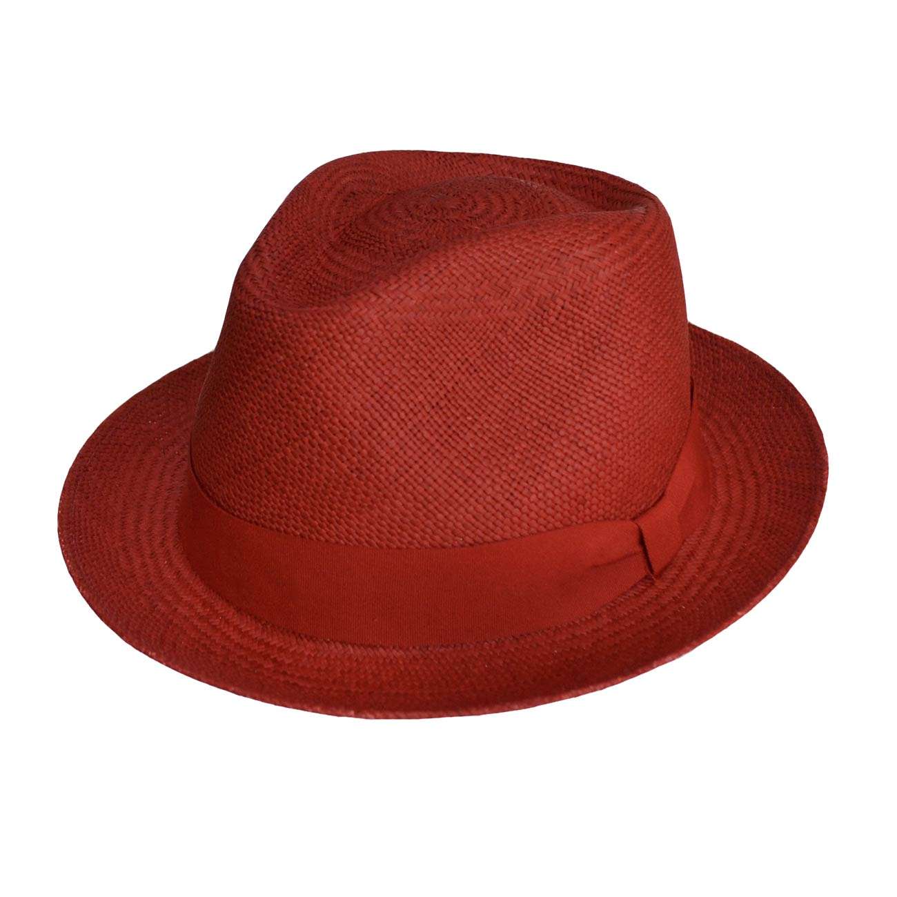 Red Panama Hat Short Brim