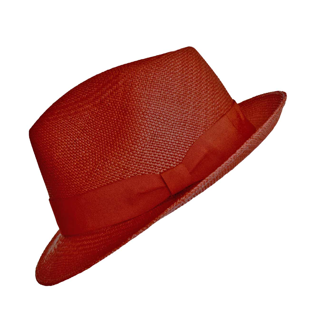 Red Panama Hat Short Brim