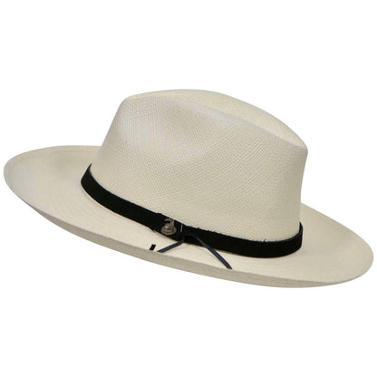 Off-White Panama Hat with Black Leather Band