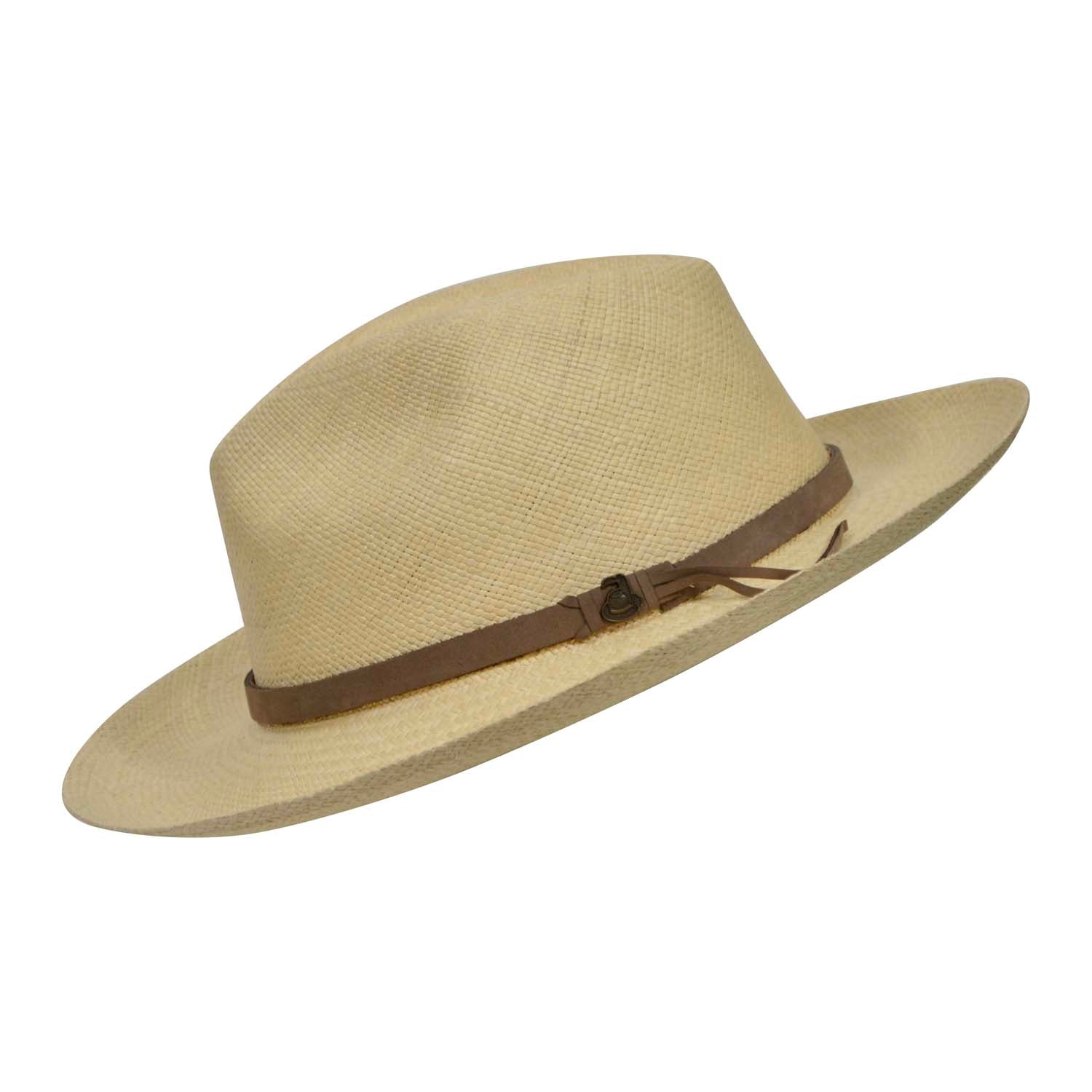 Natural Panama Hat with Brown Leather Band