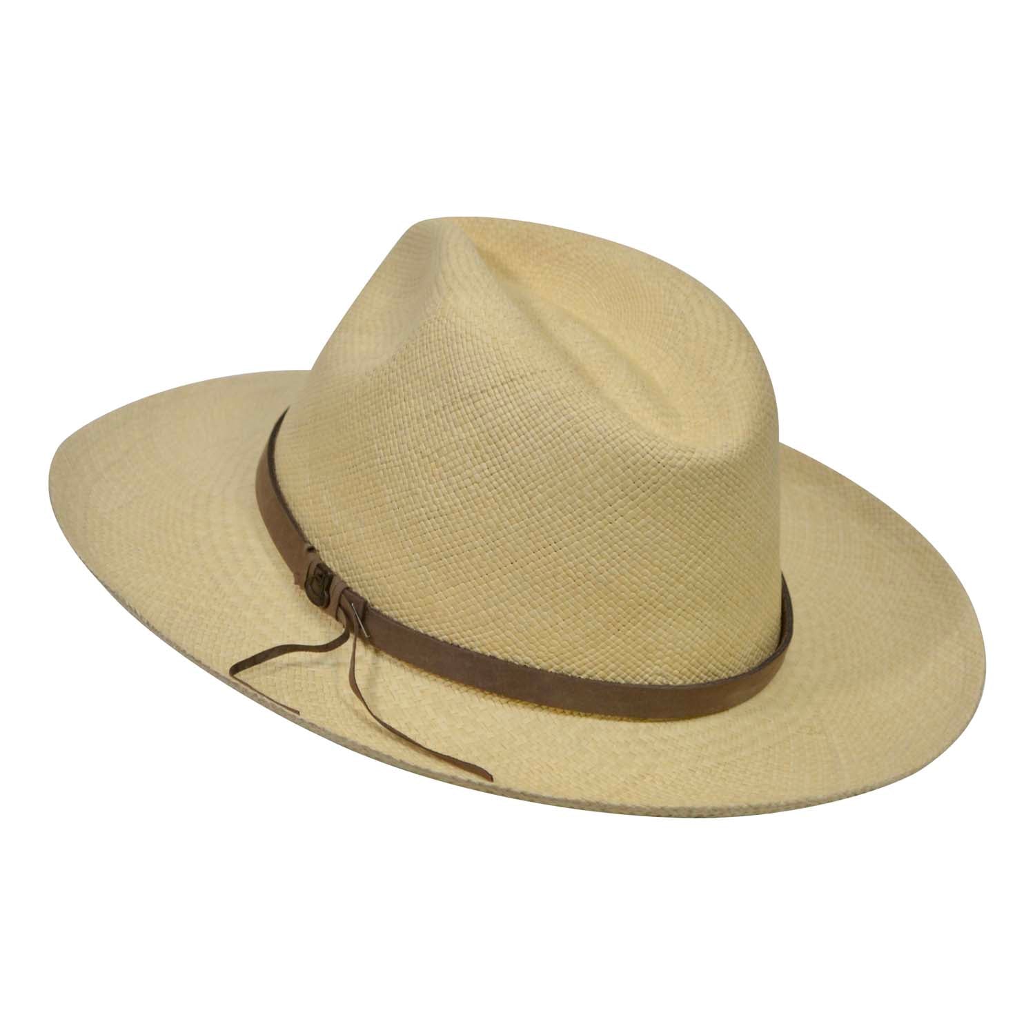 Natural Panama Hat with Brown Leather Band