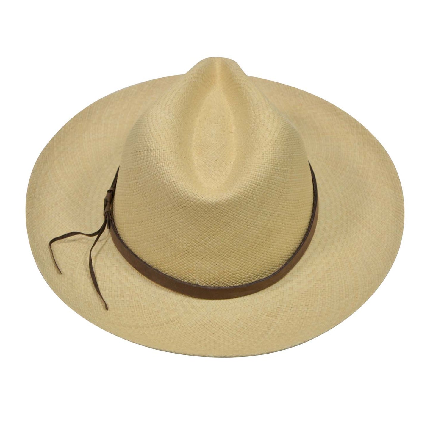 Natural Panama Hat with Brown Leather Band