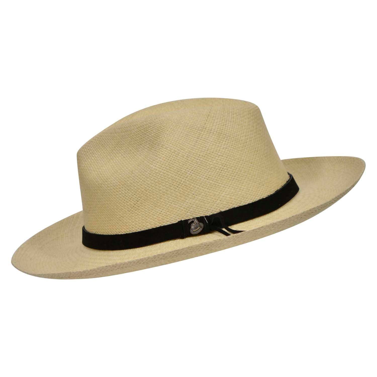 Natural Panama Hats with black leather band