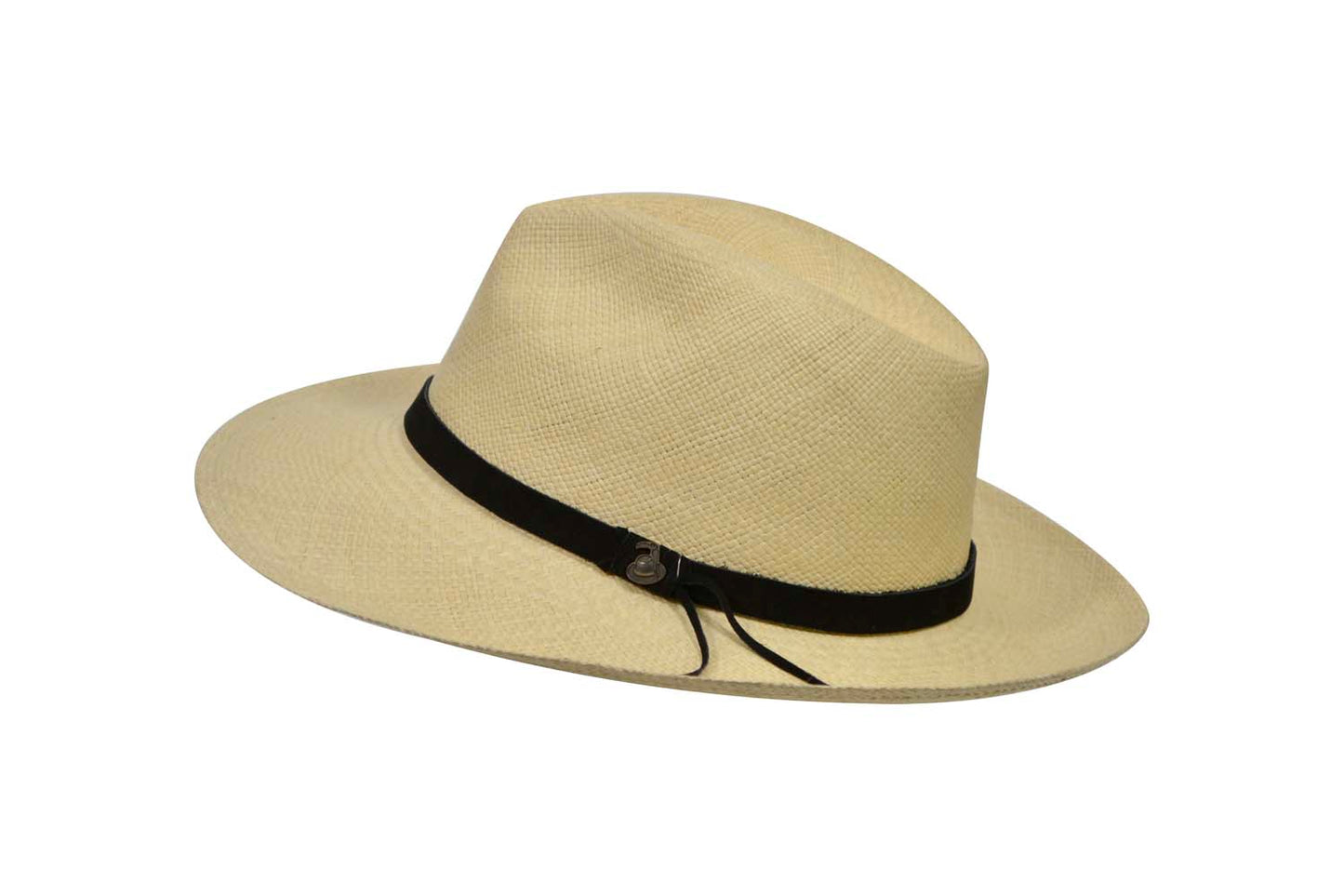 Natural Panama Hats with black leather band