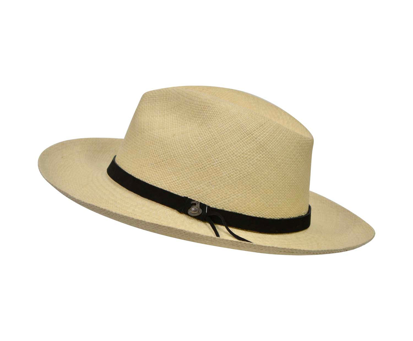 Natural Panama Hats with black leather band