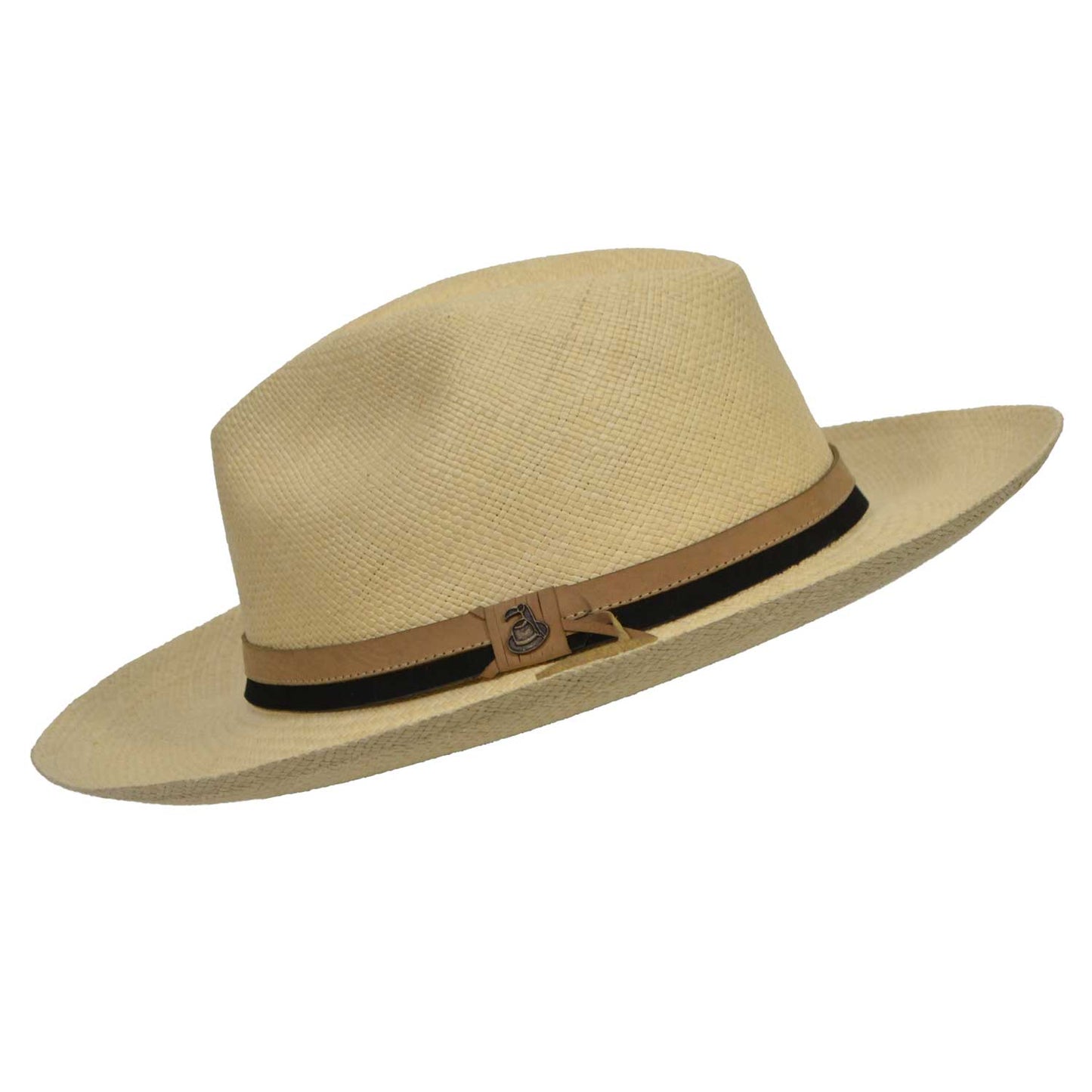 Natural Panama Hats with dual color leather band