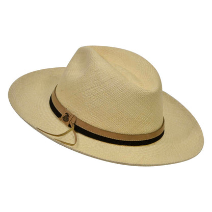 Natural Panama Hats with dual color leather band