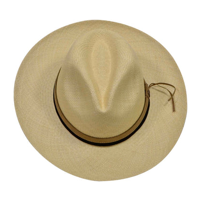 Natural Panama Hats with dual color leather band