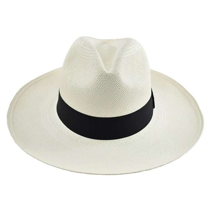 Wide Brim panama hat Black White