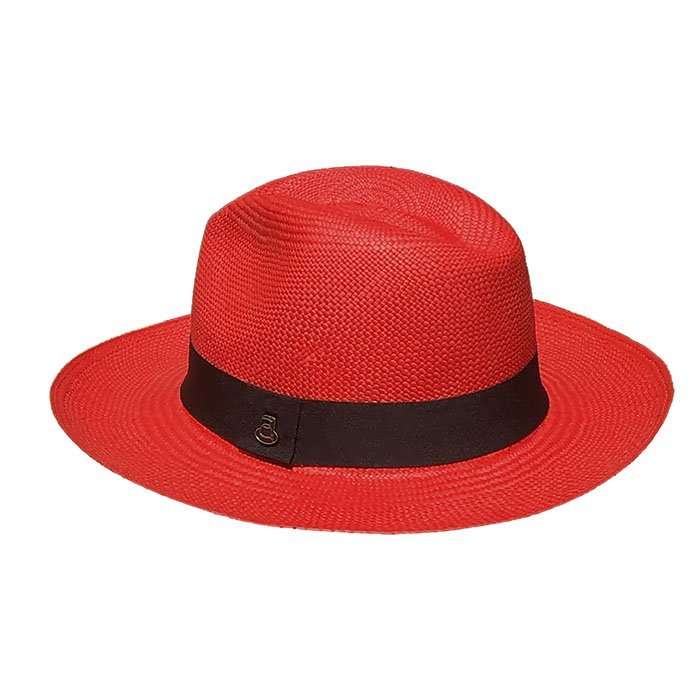 Panama Hat  Red Fedora