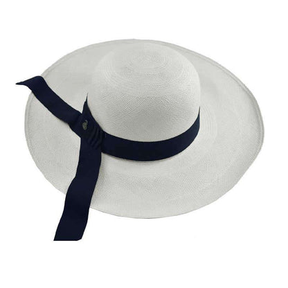 Women Wide Brim White panama Hat Black Band